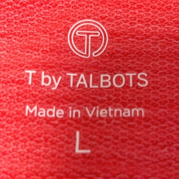 T by Talbots Coral Two Tone Striped Sleeveless Elastic Drawstring Waist Dress Lg - Picture 9 of 11